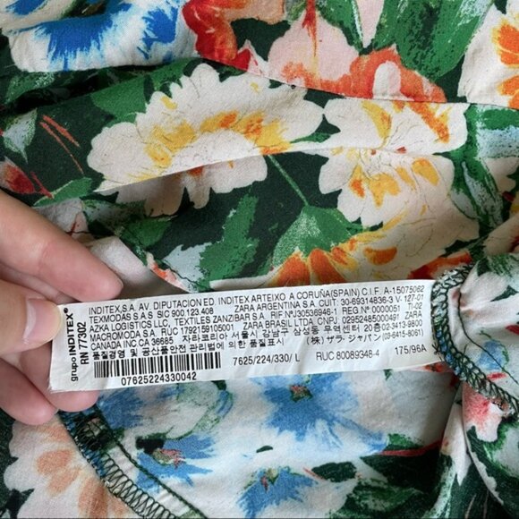 Zara Basic | Z1975 Denim Floral Halter Ruffle Sleeveless Mini Dress | Size Large - Picture 8 of 12